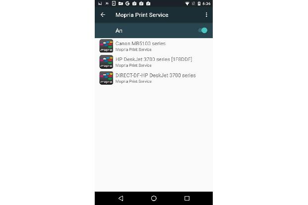 Das Plug-in für Android-Mobilgeräte versteht sich mit Druckern unterschiedlicher Hersteller, wenn es erst einmal aktiviert ist.