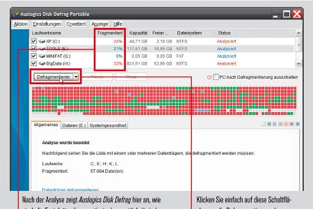 Bei diesen Werten sollten Sie dringend defragmentieren.