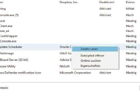 Die automatisch aufgerufenen Programme listet der Task-Manager im Register Autostart auf.