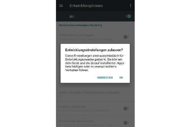 Die Verwendung der Entwickleroptionen kann Schaden anrichten!