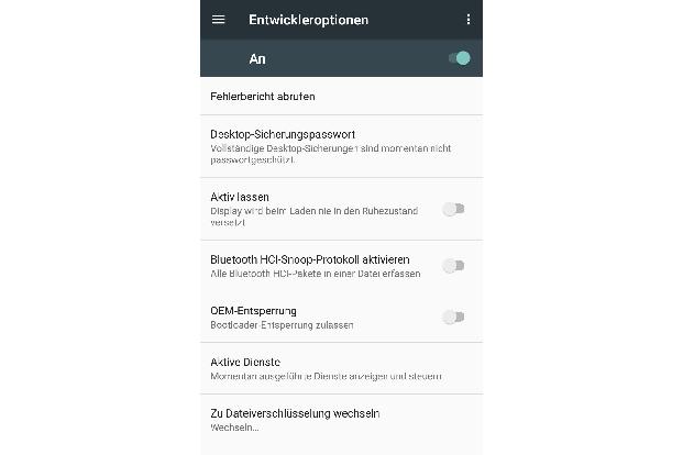 Aktivieren der Entwickleroptionen auf dem Smartphone.