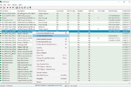 USB-Deview zeigt USB-Geräte an, die aktuell mit dem Rechner verbunden sind oder dies in der Vergangenheit bereits waren.
