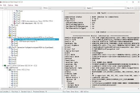 USB Device Tree Viewer liefert zu allen erkannten USB-Komponenten von Host-Controllern über Hubs bis hin zu den Endgeräten e...