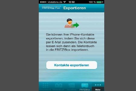 Um das auf dem Smartphone gespeicherte Adressbuch auf der Fritzbox einzurichten, bedient man sich der Export-Funktion der of...