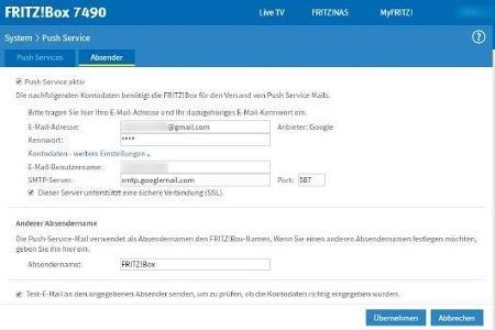 Will man Mails über die Fritzbox versenden, so muss man die Sicherheitseinstellungen anpassen. Pushnachrichten des Routers b...