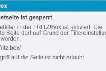 Beim Zugriffsversuch auf eine in der Fritzbox gesperrte Adresse, erscheint eine Fehlermeldung.