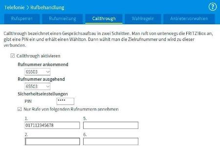 Aktivierung von Callthrough.