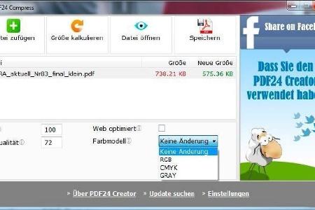 Mit PDF24 Creator lässt sich der Umfang einer PDF-Datei über die Auflösung und die Bildqualität individuell reduzieren. Hier...