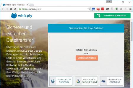 Mit dem Online-Tool Whisply lassen sich Dateien verschlüsselt austauschen. Der Empfänger benötigt zum Zugriff auf die Daten ...