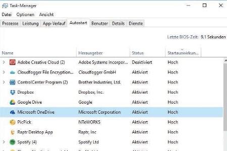 Schneller Autostarten durch die Deaktivierung von Programmen
