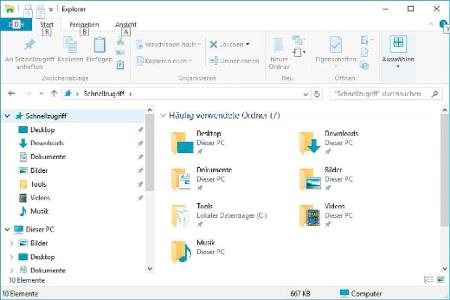 Standardmäßig zeigt Windows 10 die Ansicht „Schnellzugriff“. Der Schnellzugriff lässt sich entfernen oder auf „Dieser PC“ än...