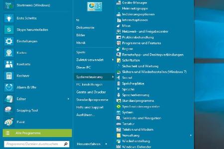 Das Tool Classic Shell versorgt Windows 10 mit dem aus Windows 7 gewohnten Startmenü.