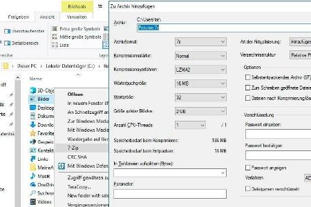 Verbessertes Entpacken durch 7-Zip: Der Packer 7-Zip integriert sich in das Kontextmenü des Windows-Explorers. Archive lasse...