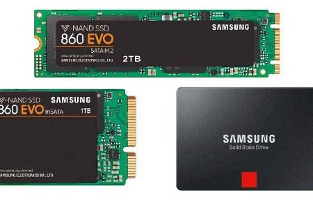 M.2-SSDs (oben) können per SATA oder PCIe im M.2-Slot betrieben werden. mSATA-Karten (unten links) benötigen auch einen eige...