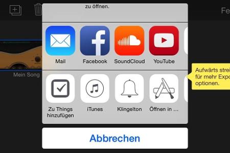 6. Schließen Sie jetzt das Projekt und wählen Sie es in der Projektansicht aus. Halten Sie den Finger länger auf dem Display...