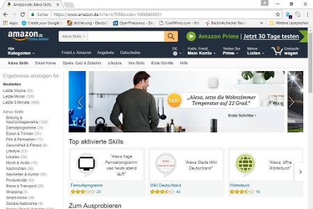 Skills werden für gewöhnlich über die Alexa-App installiert. Der Amazon Skill Store ist aber auch über das Internet erreichbar.