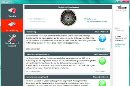 SSD Fresh bietet eine grafische Oberfläche für die Anpassungen.