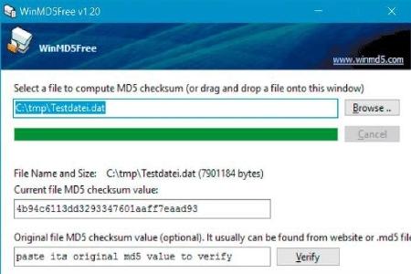 Per MD5-Summe lassen sich Testdateien auf Festplatte und USB-Stick schnell vergleichen.