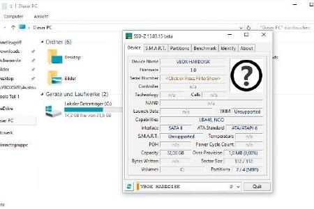 SSD-Z - Sämtliche Infos der SSD auf einen Blick liefert SSD-Z. Gerätename, Firmware-Version, Seriennummer, Controller-Typ, S...