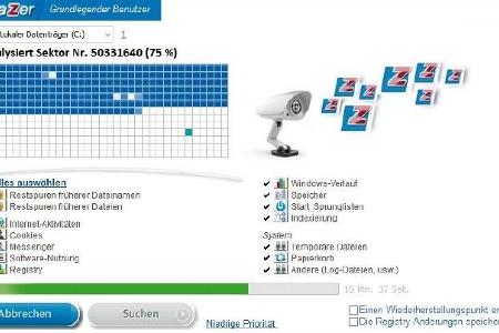 Privazer - Privazer sucht nach Benutzerspuren auf dem Rechner und führt dazu einen Tiefenscan durch. Sie wählen zuerst aus, ...