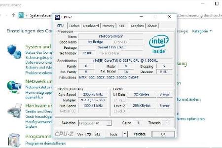 CPU-Z - Der Klassiker CPU-Z zeigt technische Detailinformationen zum verbauten Prozessor, dem Mainboard und dem Arbeitsspeic...