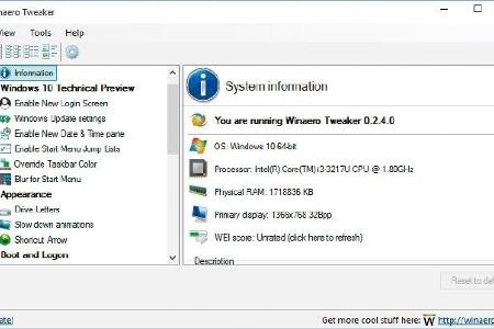 Winaero Tweaker - Winaero Tweaker ist eine Kombination aus verschiedenen Tools und Einstellungsmöglichkeiten in sechs Hauptk...