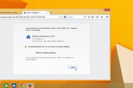 McAfee SiteAdvisor weist auf potenziell gefährliche Seiten hin.