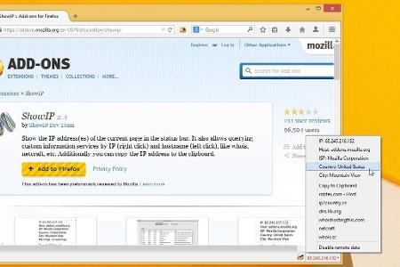 Mit ShowIP sehen Sie immer, welche IP-Adresse hinter der aufgerufenen Seite steht.