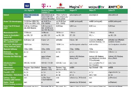 Anbieter von IP-TV im Funktions- und Kostenvergleich.