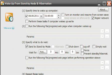 Im Programm Wakeup on Standby können Sie einstellen, wann der PC automatisch geweckt werden soll. Falls die Dauer der Routin...