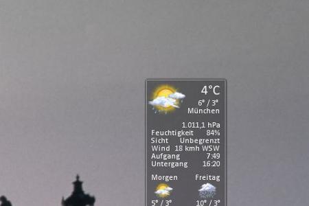 Mit dem Gadget können Sie sich das aktuelle Wetter in Ihrer Umgebung oder einer Stadt Ihrer Wahl anzeigen lassen.