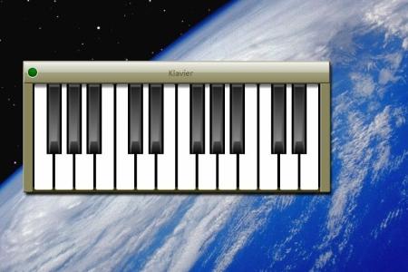 Das Gadget öffnet ein virtuelles Klavier auf dem Desktop. Die Ansicht kann über die Werkzeug-Leiste des Gadgets vergrößert w...
