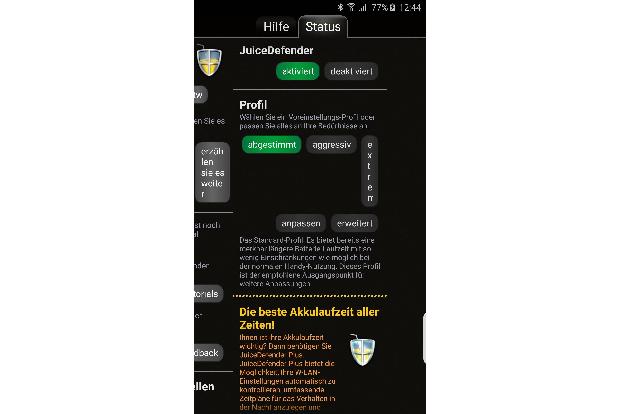 Mit der Android-App Juice Defender lassen sich Stromfresser verwalten.