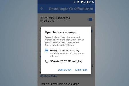 Google Maps verfügt beim Umgang mit Offlinekarten über Spracheinstellungen.