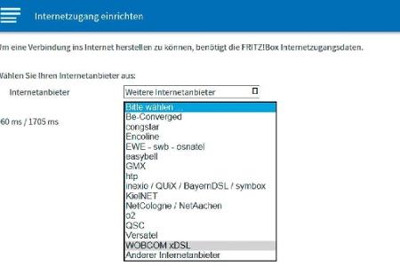 Den passenden Internetanbieter auswählen.