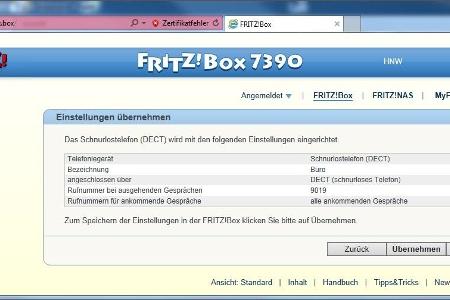 Ist die Konfiguration abgeschlossen, listet Ihre Fritz!Box alle Einstellungen übersichtlich auf.