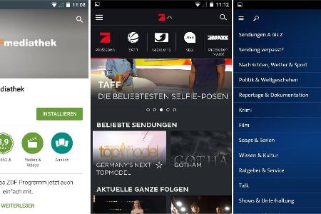 Die öffentlich-rechtlichen Sender stellen bedienerfreundliche Mediatheken-Apps für Smartphone und Tablet zur Verfügung.