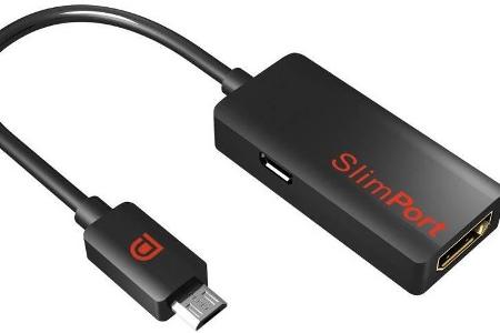 Smartphone-Inhalte lassen sich per Kabeladapter über HDMI auf den Fernseher übertragen.