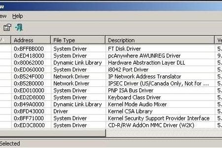 Driver View - Driver View listet die auf dem System installierten Gerätetreiber in alphabetischer Reihenfolge auf.