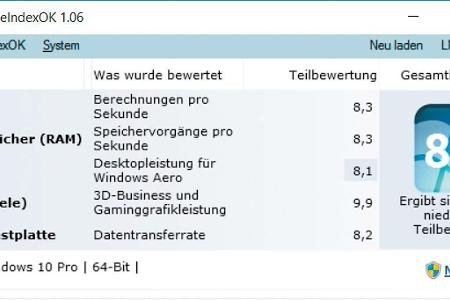 6. Reaktivierung des Windows-Leistungsindex