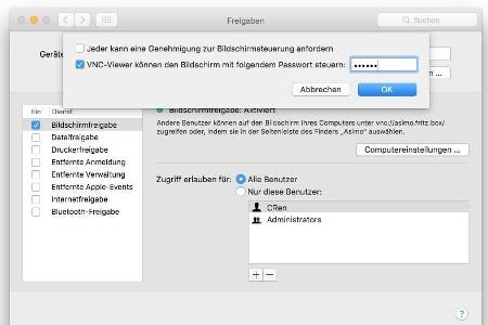 Die in OS X und Linux integrierten VNC-Server müssen über die Systemeinstellungen aktiviert werden.