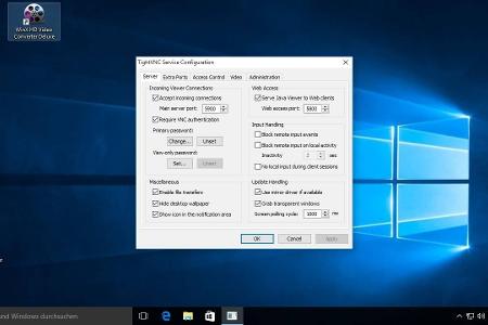 Unter Windows ist es nötig, einen VNC-Server wie RealVNC oder TightVNC nachzuinstallieren.