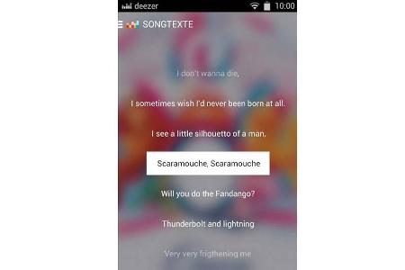Deezer Music bietet auch die Songtexte der abgespielten Musik.
