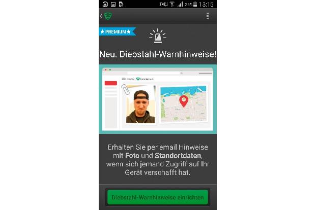 Nutzer eines kostenpflichtigen Lookout-Abos können vom Smartphone-Dieb ein Foto machen, das Gerät aus der Ferne sperren und ...