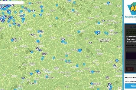 Mapokémon zeigt den Standort von Arenen und Pokéstops an.