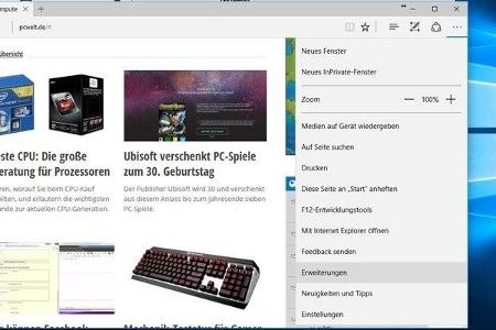 Microsoft Edge unterstützt jetzt auch Erweiterungen