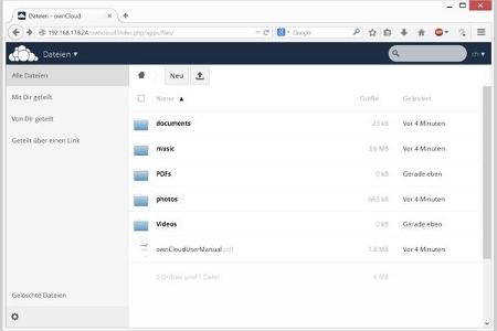 Sie verwalten die Inhalte in der Cloud über die IP-Adresse des ownCloud-Servers. So können Sie ganz leicht Daten tauschen od...