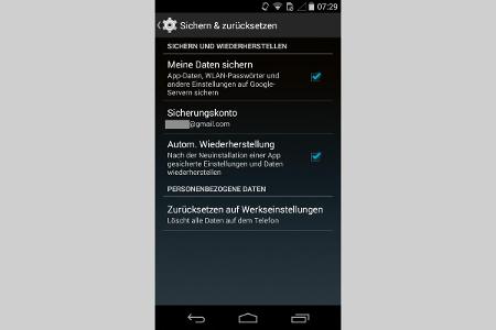 Sie sichern die wichtigsten Komponenten im Android-Standard über 
