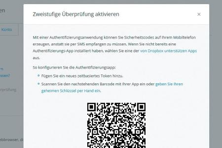 Mehr Sicherheit per Code in der zweistufigen Überprüfung von Dropbox