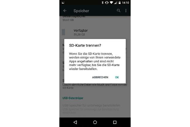 Vor dem Herausnehmen einer Micro-SD-Karte sollte man diese sicherheitshalber trennen.